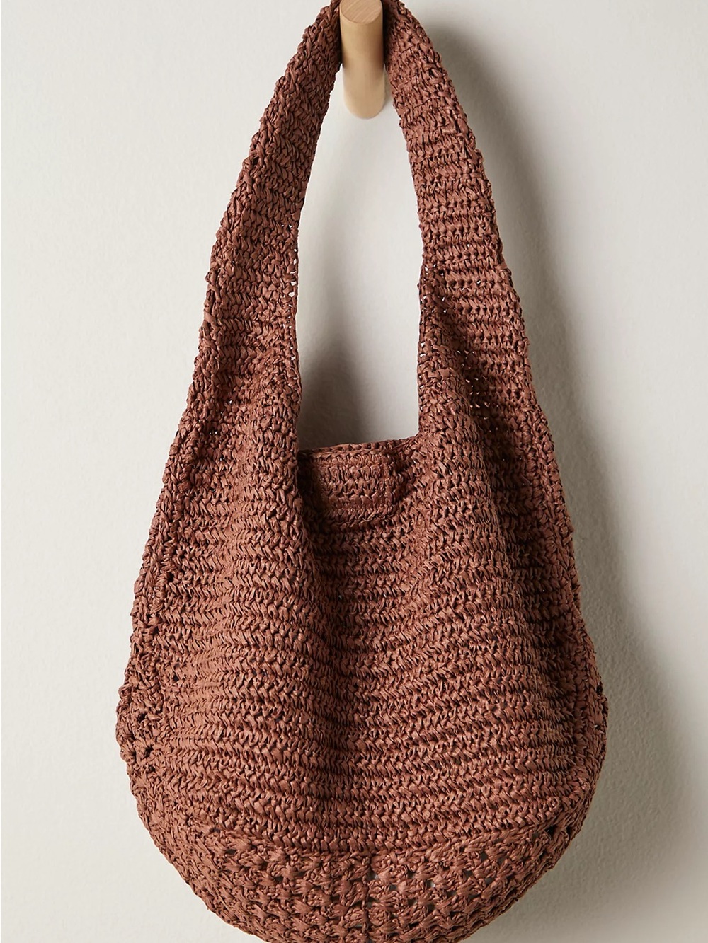 Free People Crochet Shoulder Tote in Rust Brown